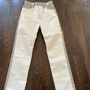 Agolde Vegan Leather Pants (Tan and Cream)
